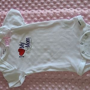 onesie  new  white with "I love Mom embroidered on it